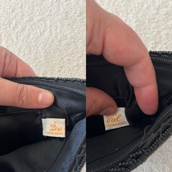 Vintage 1960s Black Beaded Zigzag Shoulder Bag – Handmade Hong Kong - Picture 10 of 13